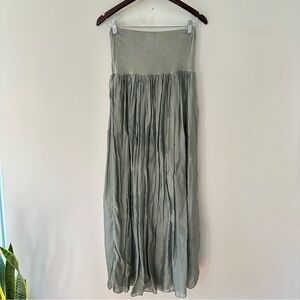 LOLA Made in Italy Viscose Pleated Sheer Versatile Maxi Skirt Strapless Dress L